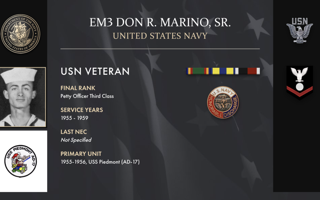 Service Reflections of EM3 Don R. Marino, U.S. Navy (1955-1959)